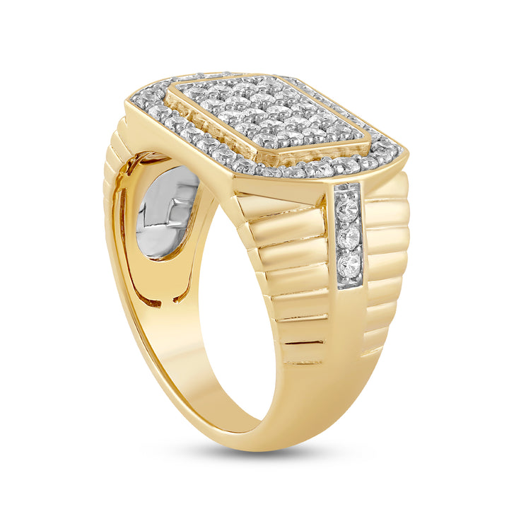 STADIUM SHAPED MEN'S DRIPZ RING
with Cubic Zirconia Stones and 14K Yellow Gold over Sterling Silver