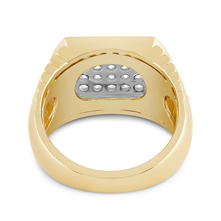 STADIUM SHAPED MEN'S DRIPZ RING
with Cubic Zirconia Stones and 14K Yellow Gold over Sterling Silver