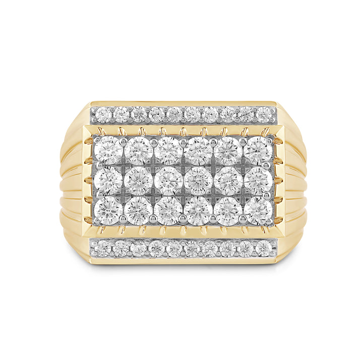 RECTANGULAR BLING MEN'S DRIPZ RING
with Cubic Zirconia Stones and 14K Yellow Gold over Sterling Silver