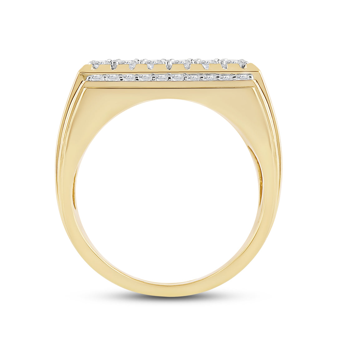 RECTANGULAR BLING MEN'S DRIPZ RING
with Cubic Zirconia Stones and 14K Yellow Gold over Sterling Silver