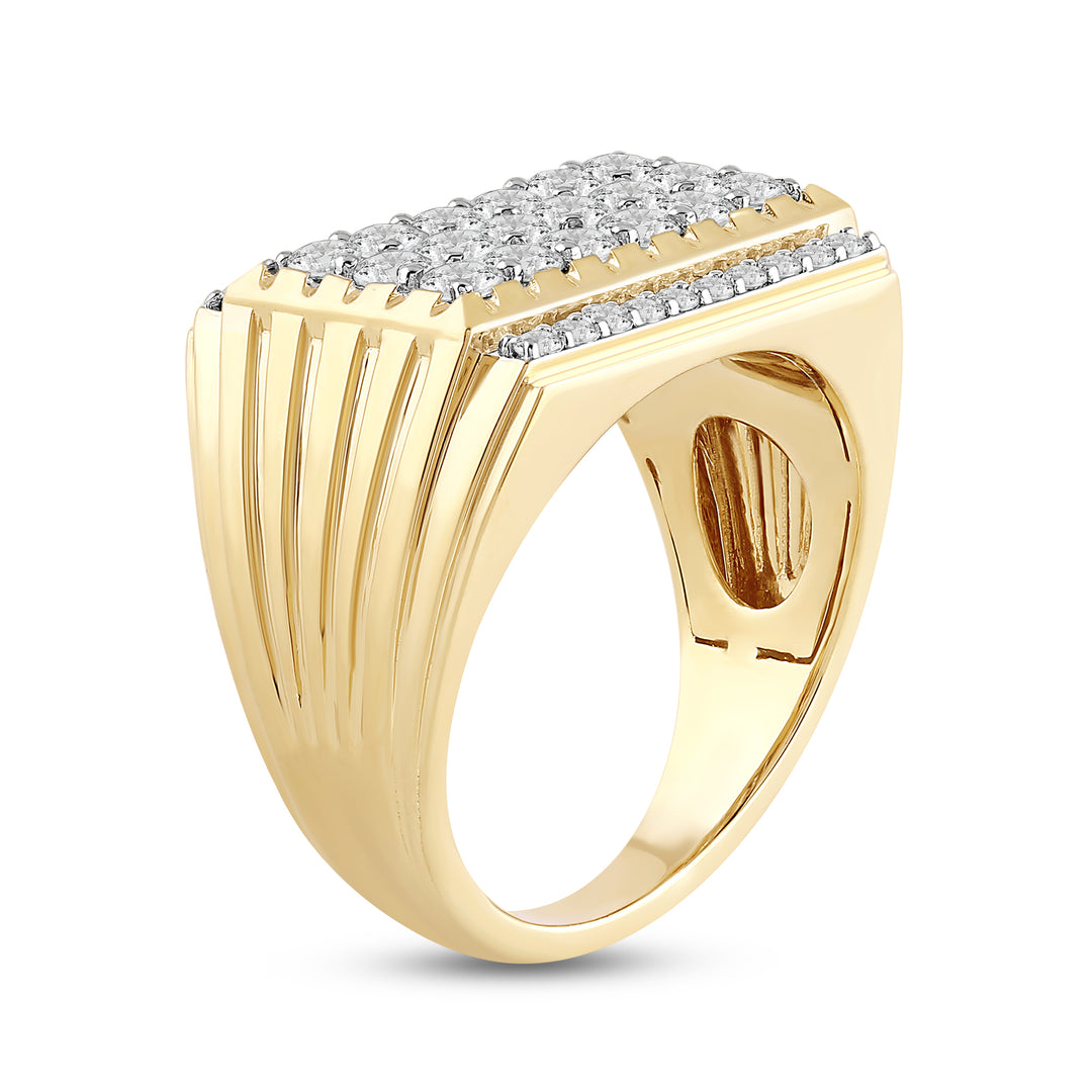 RECTANGULAR BLING MEN'S DRIPZ RING
with Cubic Zirconia Stones and 14K Yellow Gold over Sterling Silver