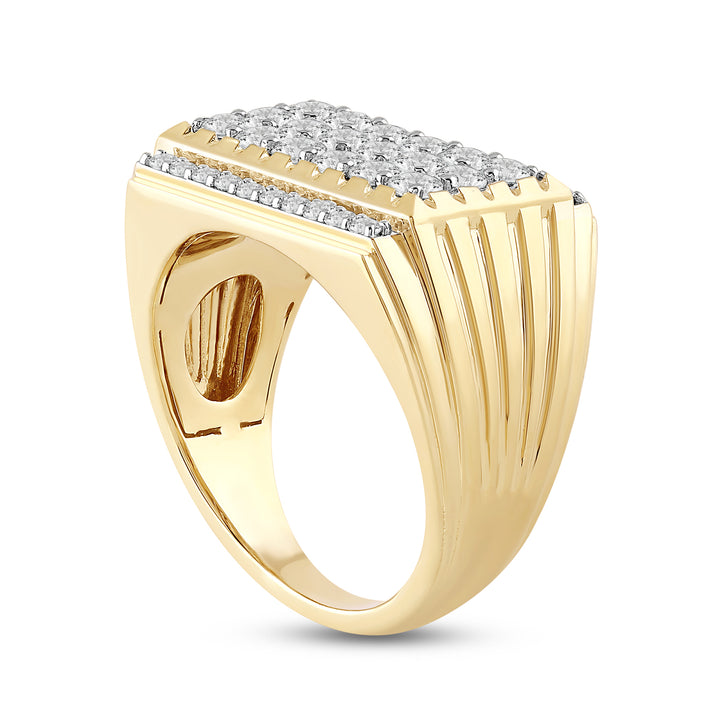 RECTANGULAR BLING MEN'S DRIPZ RING
with Cubic Zirconia Stones and 14K Yellow Gold over Sterling Silver