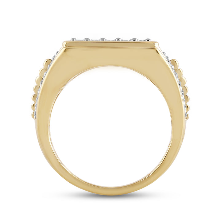 SQUARE FRAMED MEN'S DRIPZ RING
with Cubic Zirconia Stones and 14K Yellow Gold over Sterling Silver