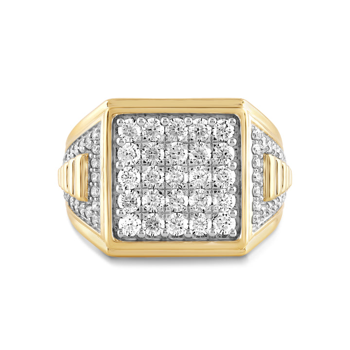 SQUARE FRAMED MEN'S DRIPZ RING
with Cubic Zirconia Stones and 14K Yellow Gold over Sterling Silver