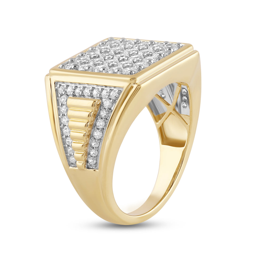 SQUARE FRAMED MEN'S DRIPZ RING
with Cubic Zirconia Stones and 14K Yellow Gold over Sterling Silver