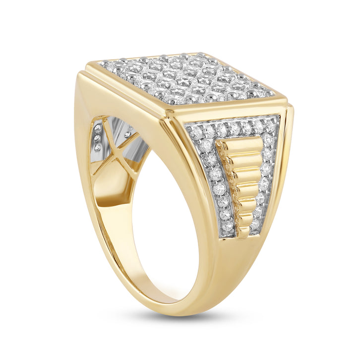 SQUARE FRAMED MEN'S DRIPZ RING
with Cubic Zirconia Stones and 14K Yellow Gold over Sterling Silver