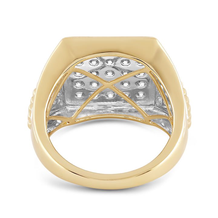 SQUARE FRAMED MEN'S DRIPZ RING
with Cubic Zirconia Stones and 14K Yellow Gold over Sterling Silver