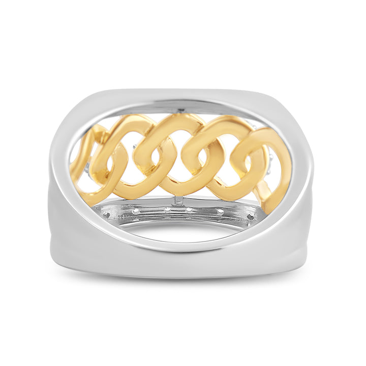 CUBAN UNISEX DRIPZ BAND RING with Cubic Zirconia Stones and 14K Yellow Gold over Sterling Silver