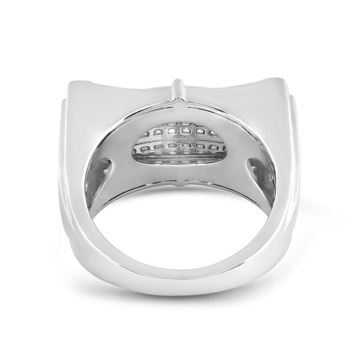 BRIDGED CENTRE RECTANGULAR MEN'S DRIPZ RING
with Cubic Zirconia Stones and Sterling Silver