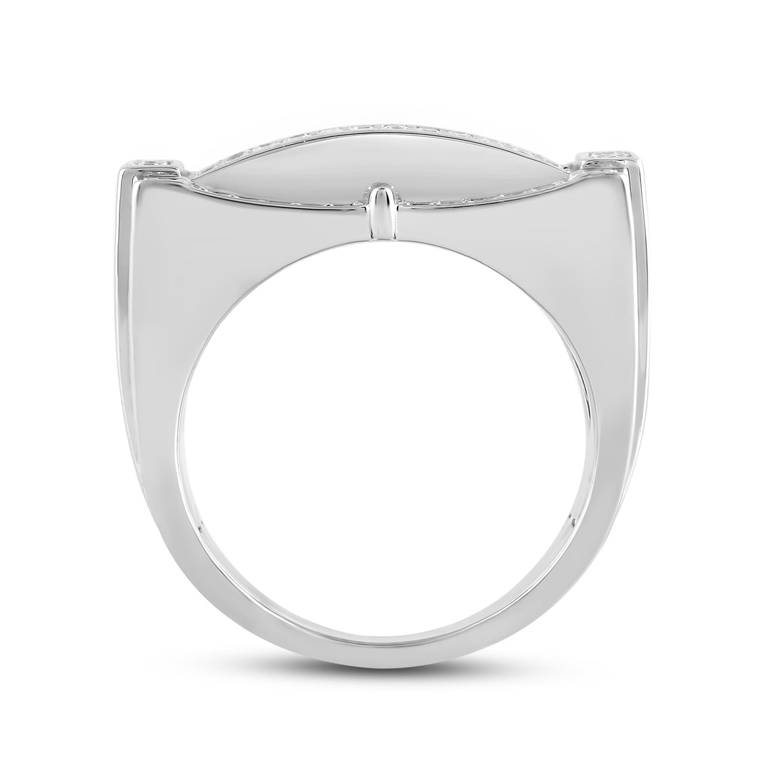 BRIDGED CENTRE RECTANGULAR MEN'S DRIPZ RING
with Cubic Zirconia Stones and Sterling Silver