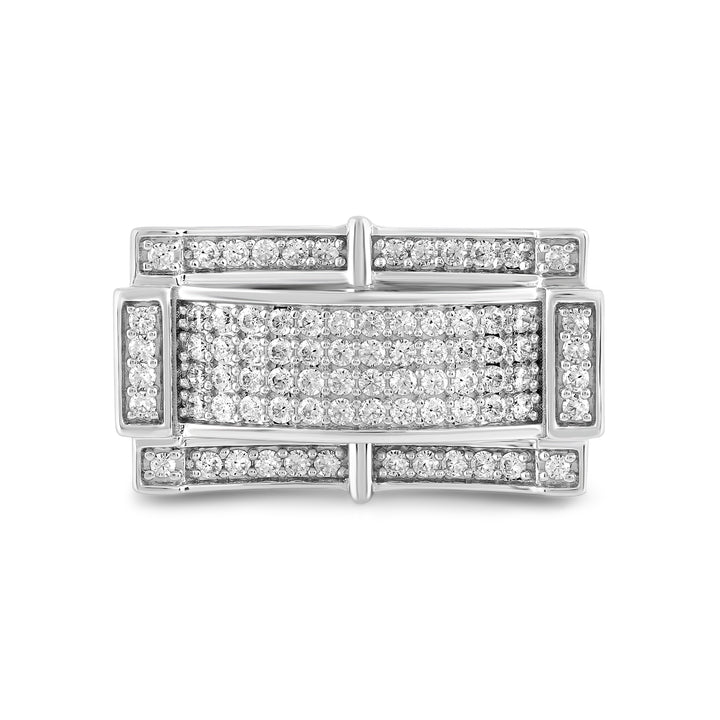 BRIDGED CENTRE RECTANGULAR MEN'S DRIPZ RING
with Cubic Zirconia Stones and Sterling Silver