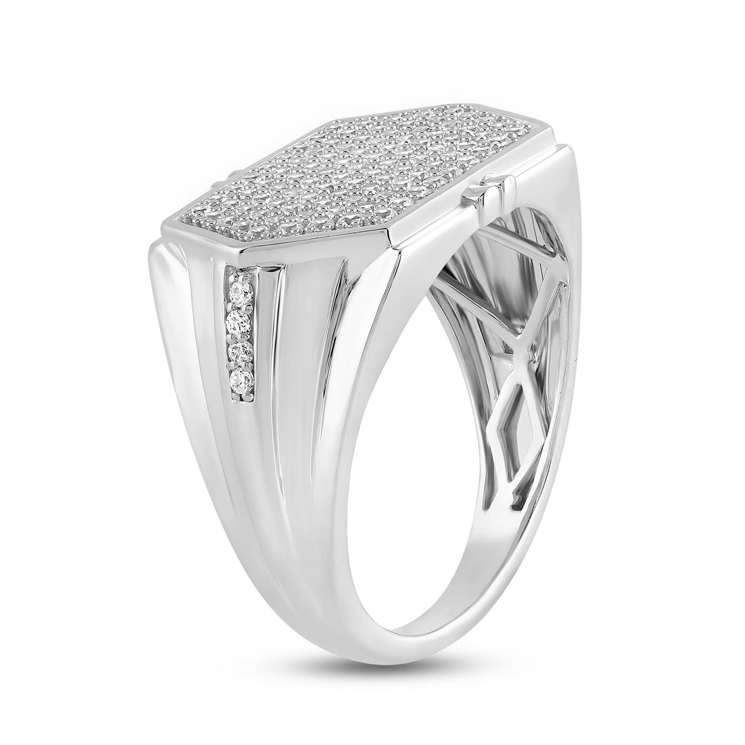 ELONGATED HEXAGON MEN'S DRIPZ RING
with Cubic Zirconia Stones and Sterling Silver