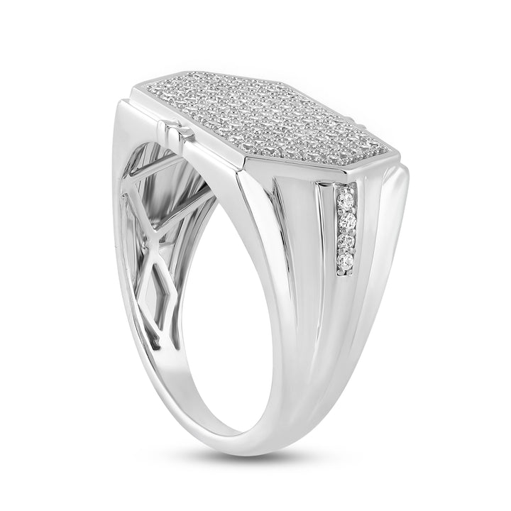 ELONGATED HEXAGON MEN'S DRIPZ RING
with Cubic Zirconia Stones and Sterling Silver