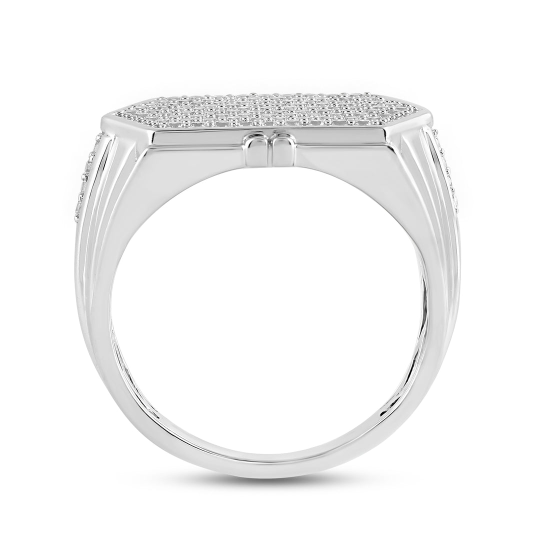 ELONGATED HEXAGON MEN'S DRIPZ RING
with Cubic Zirconia Stones and Sterling Silver