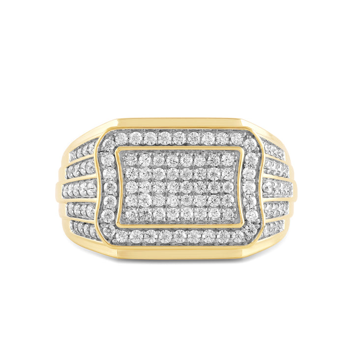 WAVE EDGED MEN'S DRIPZ RING
with Cubic Zirconia Stones and 14K Yellow Gold over Sterling Silver