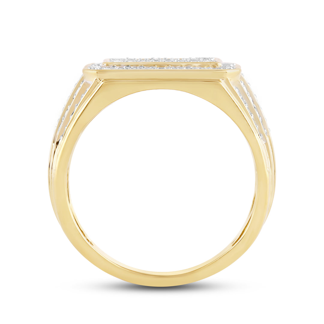 WAVE EDGED MEN'S DRIPZ RING
with Cubic Zirconia Stones and 14K Yellow Gold over Sterling Silver