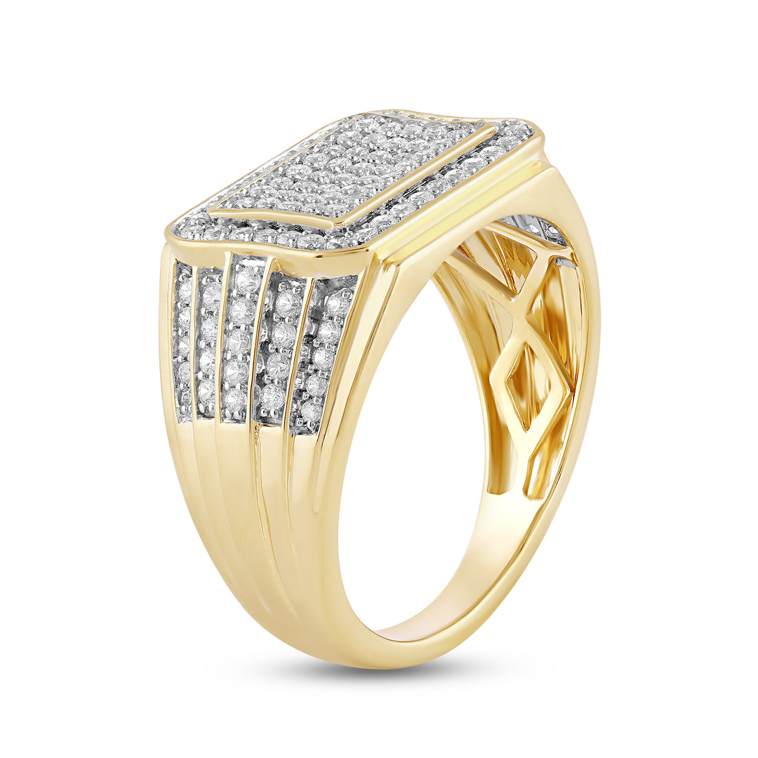 WAVE EDGED MEN'S DRIPZ RING
with Cubic Zirconia Stones and 14K Yellow Gold over Sterling Silver