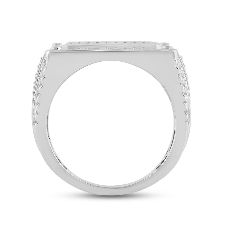 RECTANGULAR PAVE UNISEX DRIPZ RING with Cubic Zirconia Stones and Sterling Silver