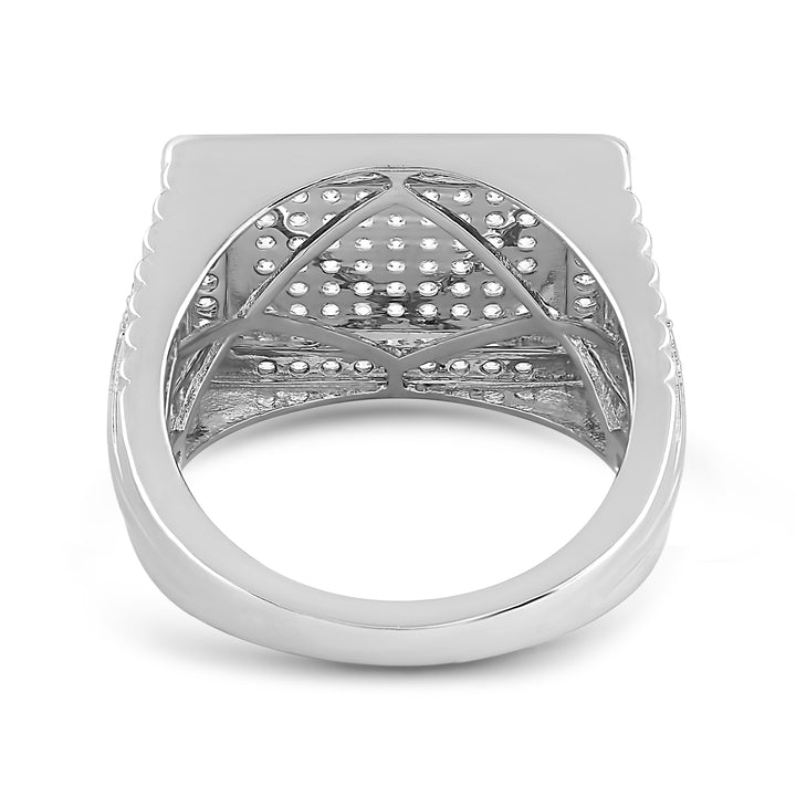 RECTANGULAR PAVE UNISEX DRIPZ RING with Cubic Zirconia Stones and Sterling Silver