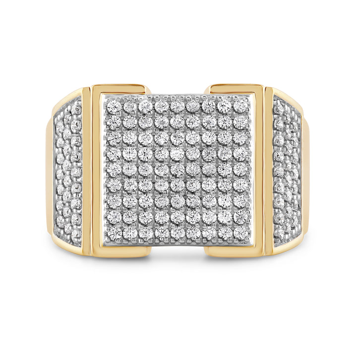 SQUARE MEN'S DRIPZ RING
with Cubic Zirconia Stones and 14K Yellow Gold over Sterling Silver