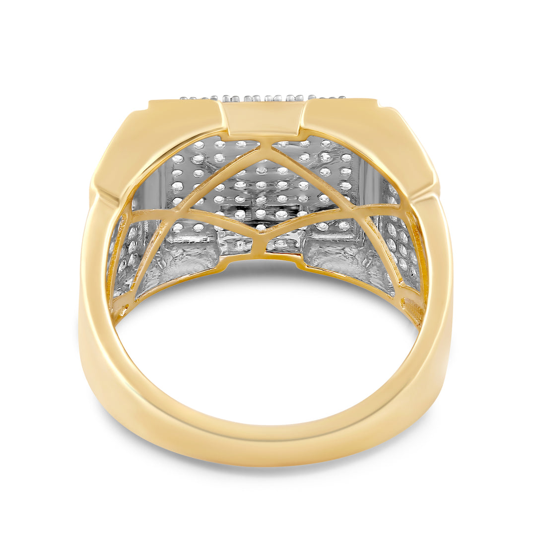 SQUARE MEN'S DRIPZ RING
with Cubic Zirconia Stones and 14K Yellow Gold over Sterling Silver