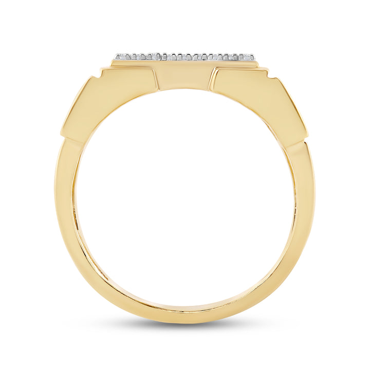 SQUARE MEN'S DRIPZ RING
with Cubic Zirconia Stones and 14K Yellow Gold over Sterling Silver