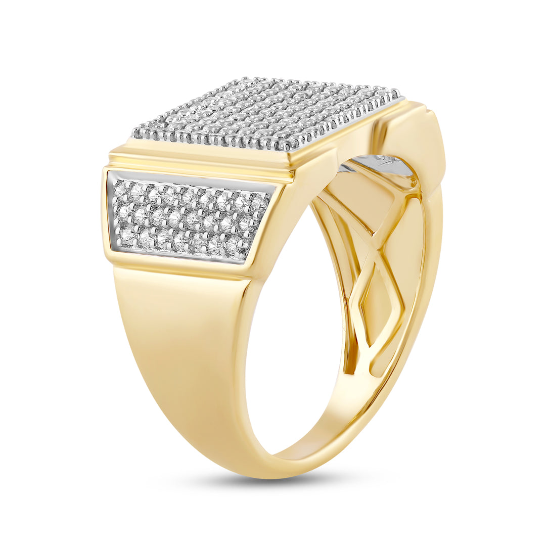 SQUARE MEN'S DRIPZ RING
with Cubic Zirconia Stones and 14K Yellow Gold over Sterling Silver