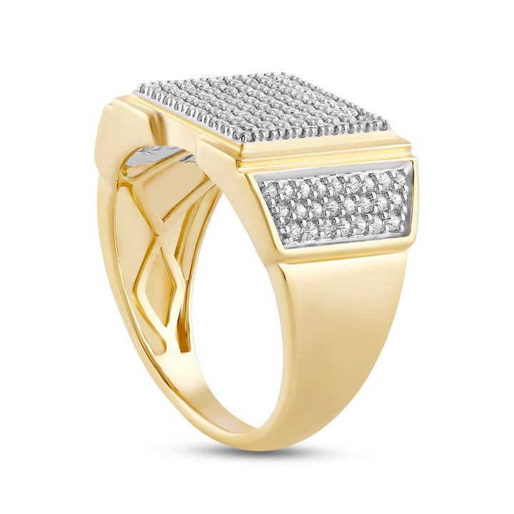 SQUARE MEN'S DRIPZ RING
with Cubic Zirconia Stones and 14K Yellow Gold over Sterling Silver