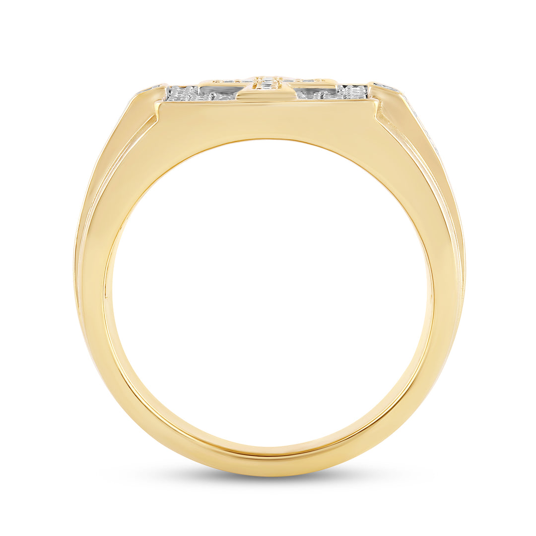 SQUARE CROSS MEN'S DRIPZ RING
with Cubic Zirconia Stones and 14K Yellow Gold over Sterling Silver