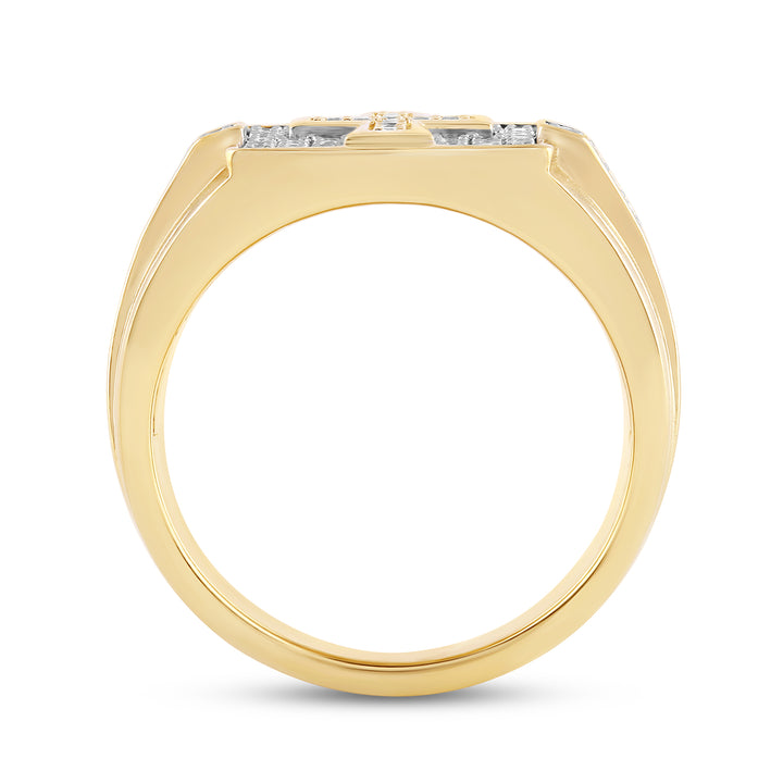 SQUARE CROSS MEN'S DRIPZ RING
with Cubic Zirconia Stones and 14K Yellow Gold over Sterling Silver