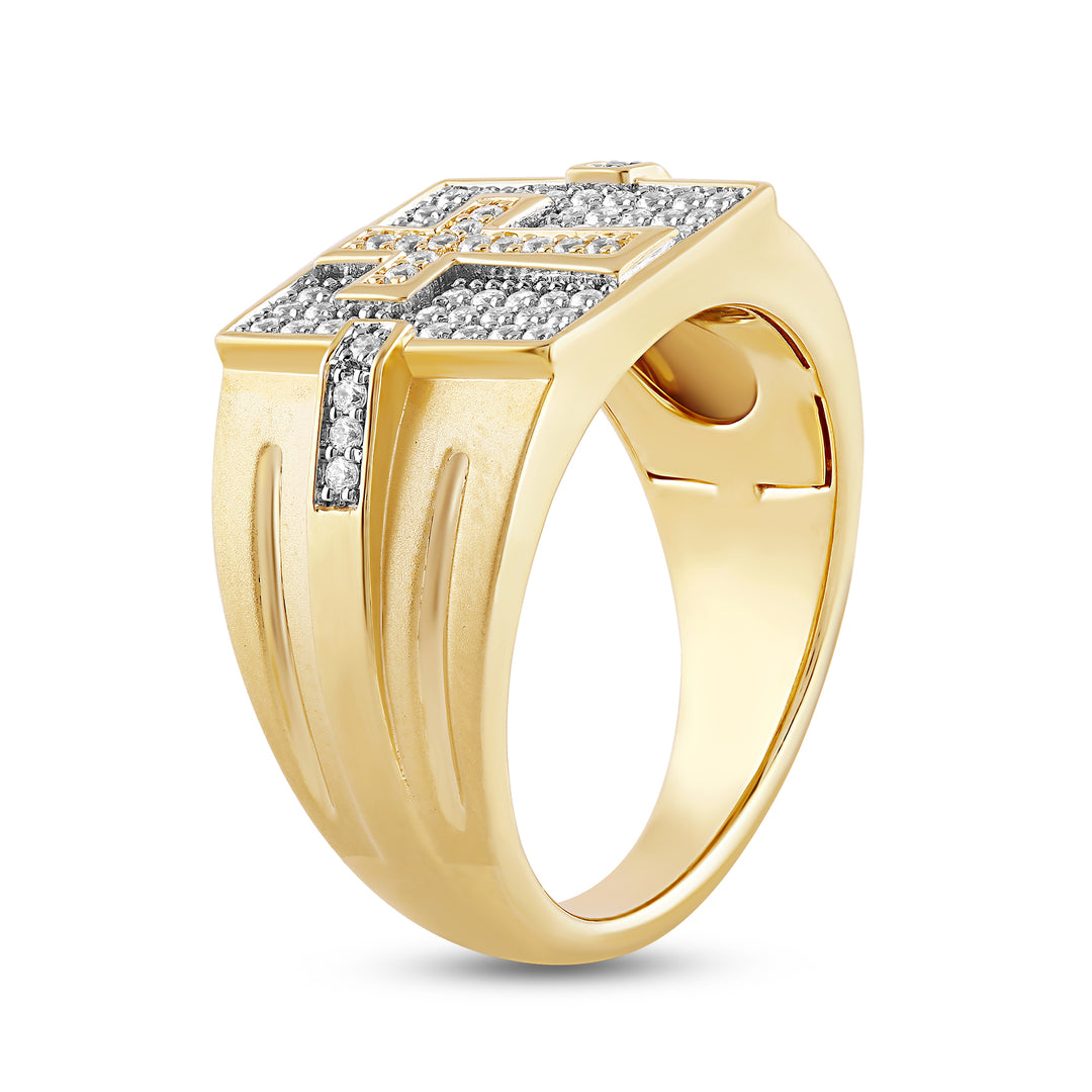 SQUARE CROSS MEN'S DRIPZ RING
with Cubic Zirconia Stones and 14K Yellow Gold over Sterling Silver