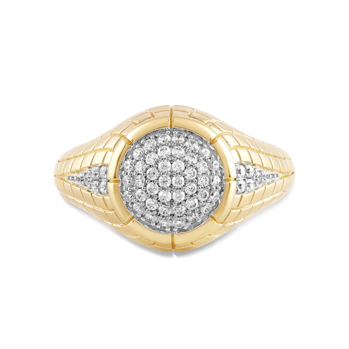 DOMED PAVE MEN'S DRIPZ RING
with Cubic Zirconia Stones and 14K Yellow Gold over Sterling Silver