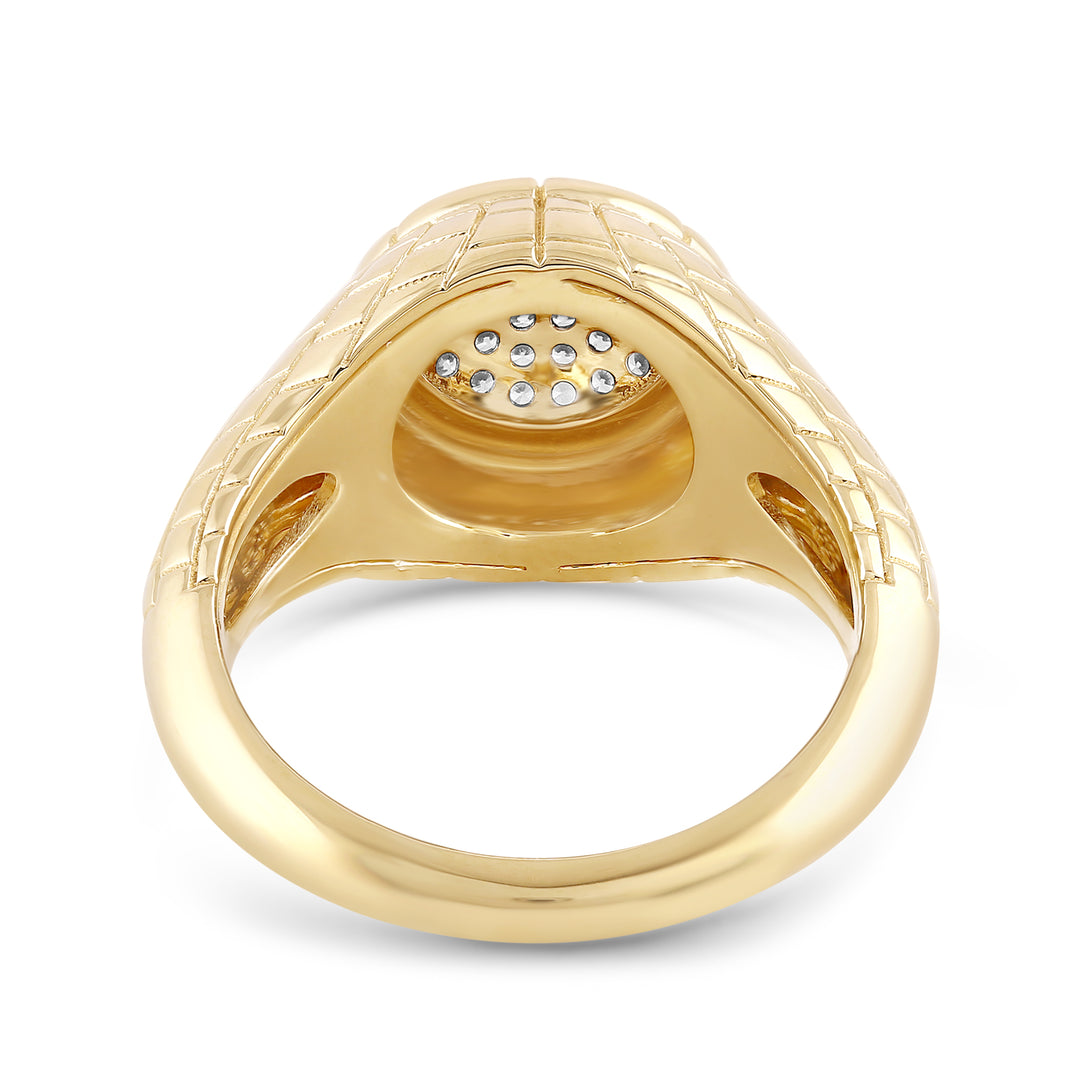 DOMED PAVE MEN'S DRIPZ RING
with Cubic Zirconia Stones and 14K Yellow Gold over Sterling Silver