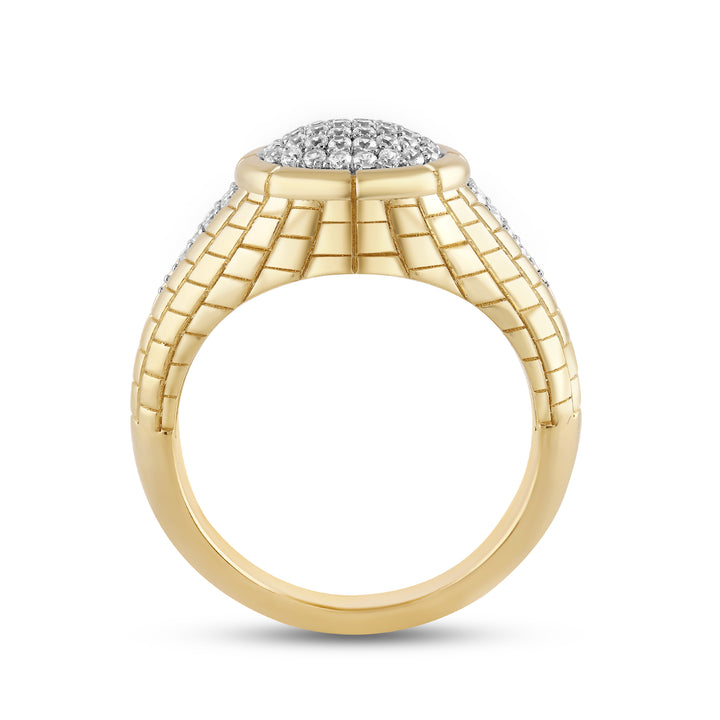 DOMED PAVE MEN'S DRIPZ RING
with Cubic Zirconia Stones and 14K Yellow Gold over Sterling Silver