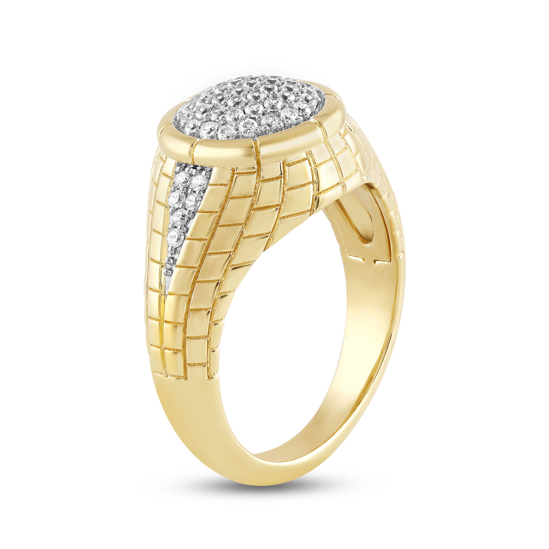 DOMED PAVE MEN'S DRIPZ RING
with Cubic Zirconia Stones and 14K Yellow Gold over Sterling Silver