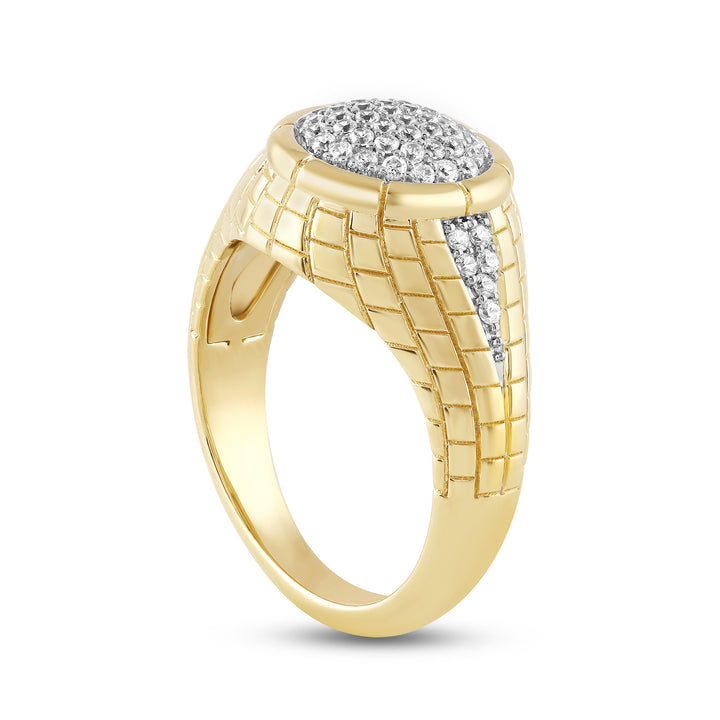 DOMED PAVE MEN'S DRIPZ RING
with Cubic Zirconia Stones and 14K Yellow Gold over Sterling Silver