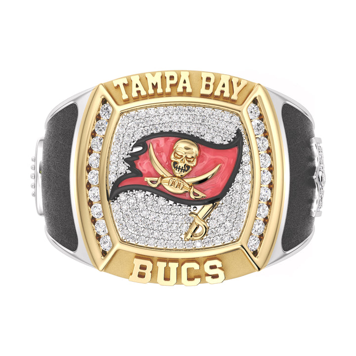 NFL TAMPA BAY BUCANEERS MEN'S CUSTOM RING with 1/2 CTTW Diamonds, 10K Yellow Gold and Sterling Silver