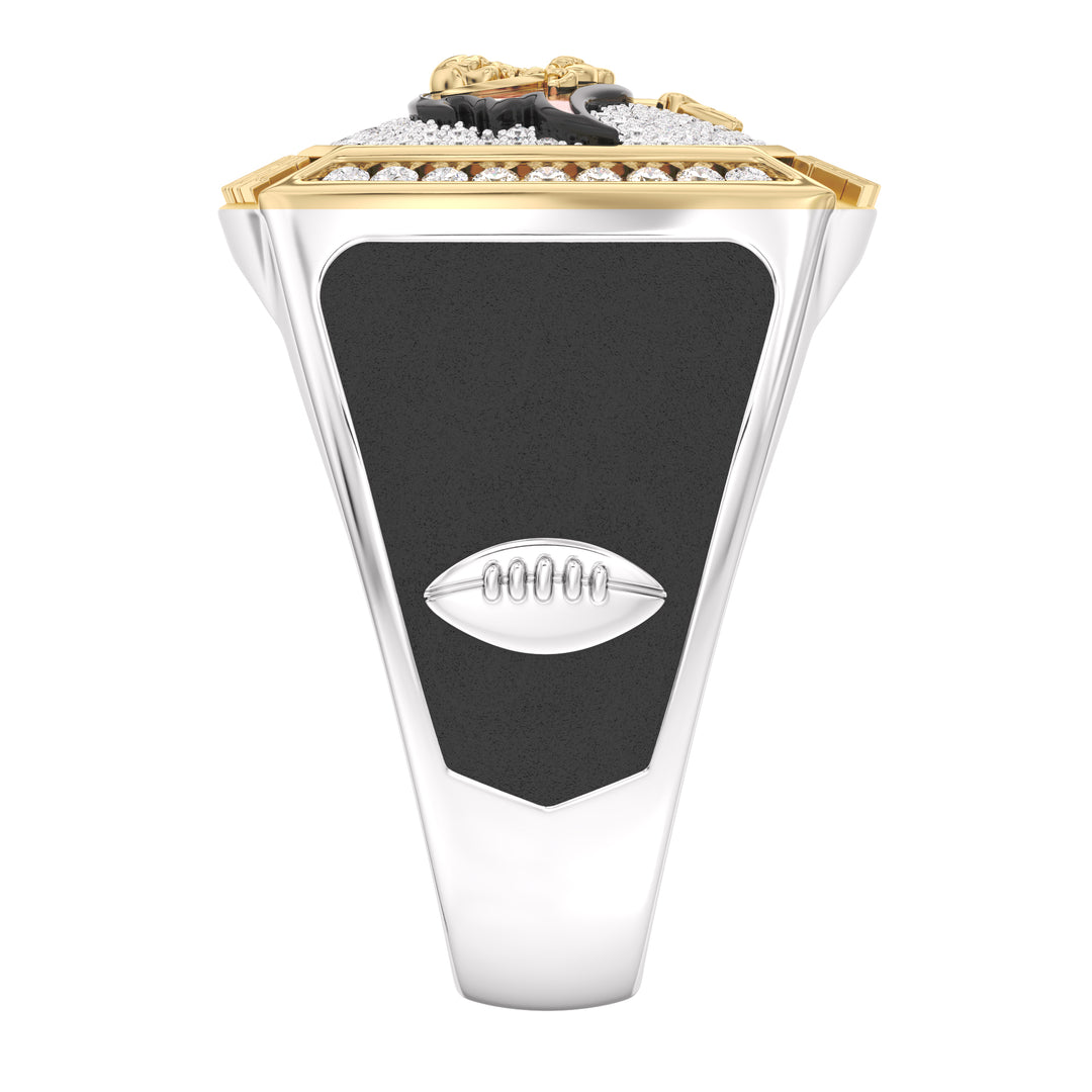 NFL TAMPA BAY BUCANEERS MEN'S CUSTOM RING with 1/2 CTTW Diamonds, 10K Yellow Gold and Sterling Silver