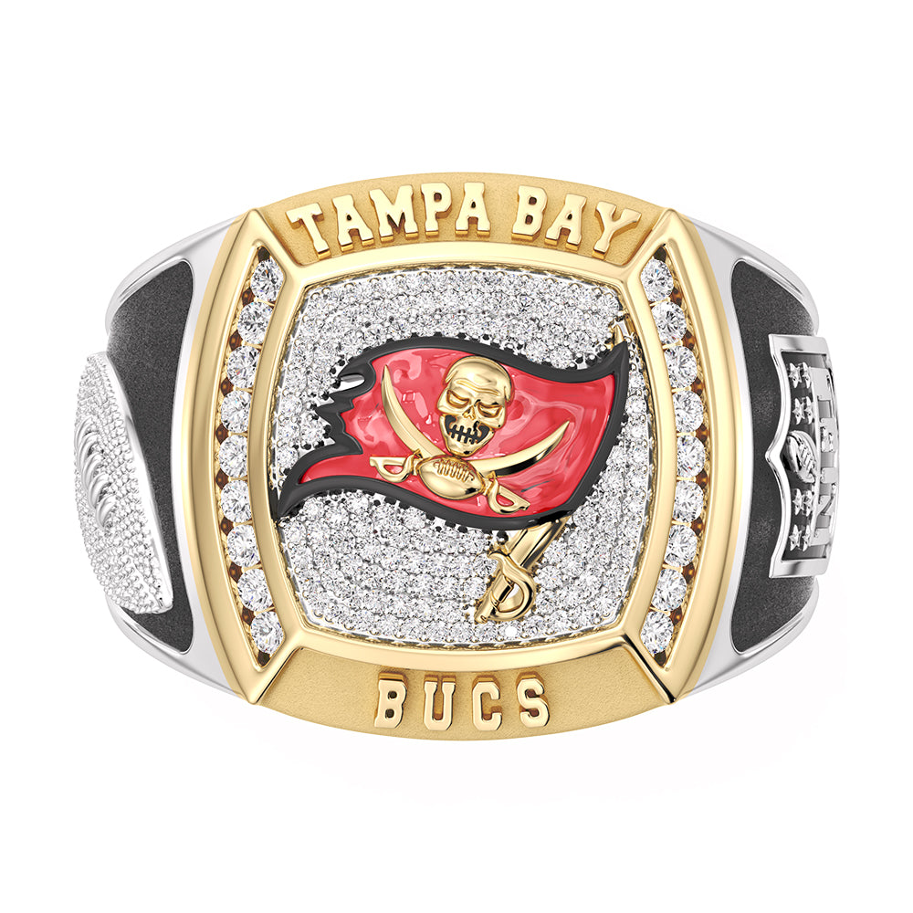 NFL TAMPA BAY BUCCANEERS MEN'S TEAM RING with 1/2 CTTW Diamonds, 10K Yellow Gold and Sterling Silver