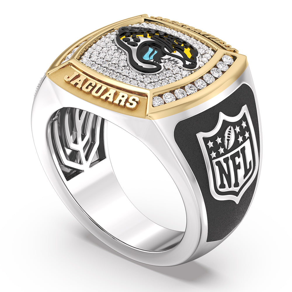 NFL JACKSONVILLE JAGUARS MEN'S TEAM RING with 1/2 CTTW Diamonds, 10K Yellow Gold and Sterling Silver