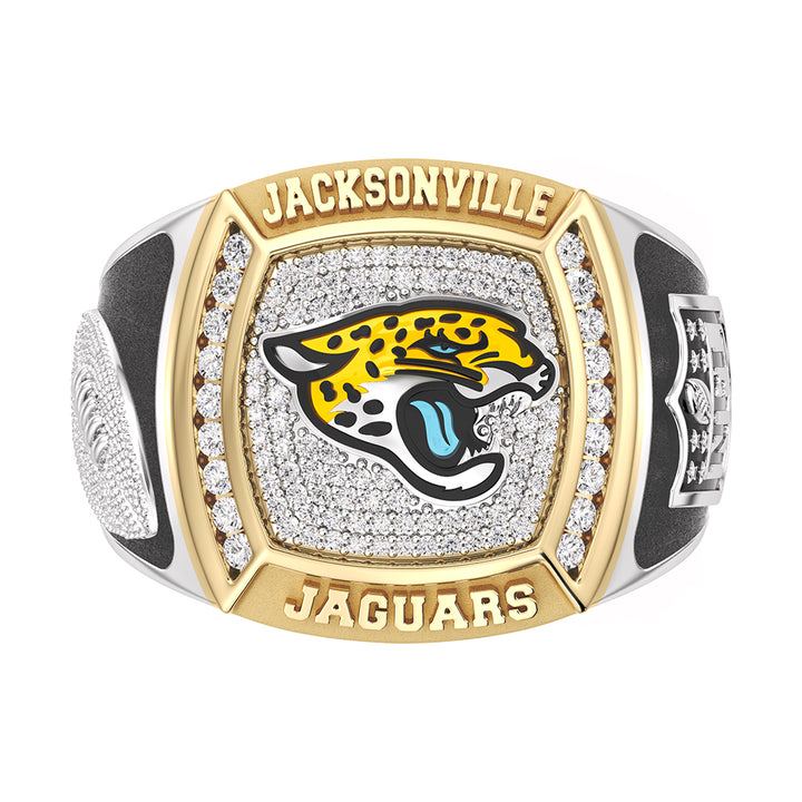 NFL JACKSONVILLE JAGUARS MEN'S TEAM RING with 1/2 CTTW Diamonds, 10K Yellow Gold and Sterling Silver