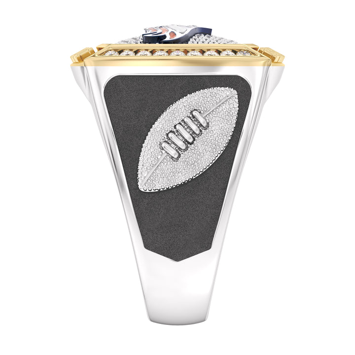 NFL DENVER BRONCOS MEN'S TEAM RING with 1/2 CTTW Diamonds, 10K Yellow Gold and Sterling Silver