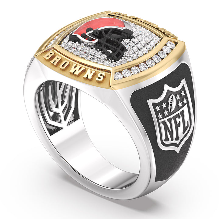 NFL CLEVELAND BROWNS MEN'S TEAM RING with 1/2 CTTW Diamonds, 10K Yellow Gold and Sterling Silver