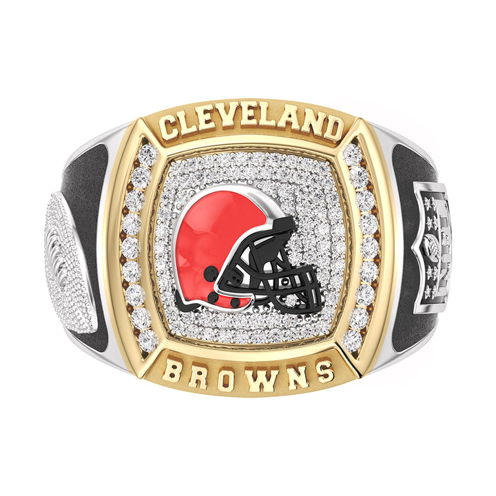 NFL CLEVELAND BROWNS MEN'S TEAM RING with 1/2 CTTW Diamonds, 10K Yellow Gold and Sterling Silver