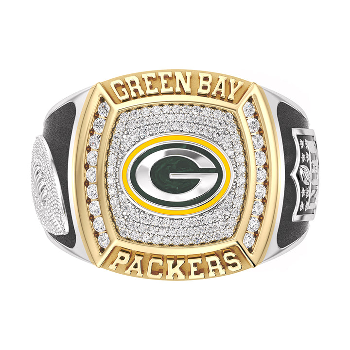 NFL GREEN BAY PACKERS MEN'S TEAM RING with 1/2 CTTW Diamonds, 10K Yellow Gold and Sterling Silver
