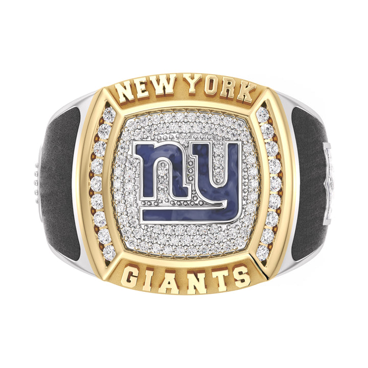 NFL NEW YORK GIANTS MEN'S CUSTOM RING with 1/2 CTTW Diamonds, 10K Yellow Gold and Sterling Silver