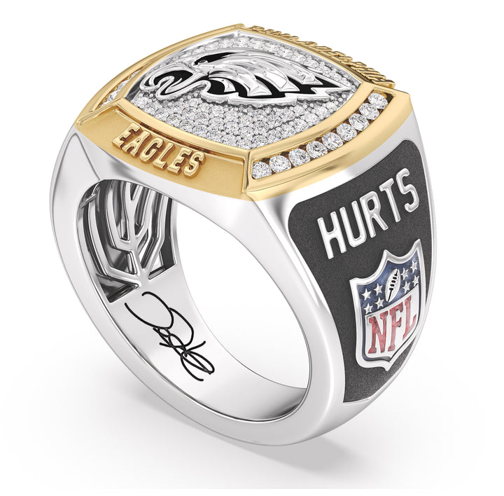 JALEN HURTS MEN'S AUTOGRAPH RING with 1/2 CTTW Diamonds, 10K Yellow Gold and Sterling Silver