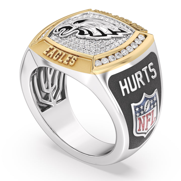 JALEN HURTS MEN'S CHAMPIONS RING with 1/2 CTTW Diamonds, 10K Yellow Gold and Sterling Silver