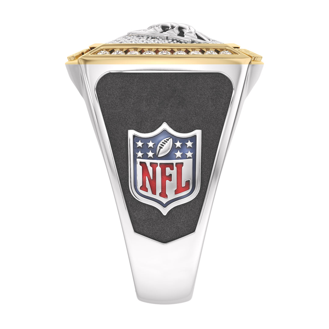 NFL PHILADELPHIA EAGLES MEN'S CUSTOM RING with 1/2 CTTW Diamonds, 10K Yellow Gold and Sterling Silver