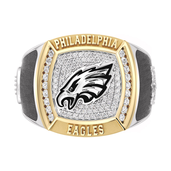 NFL PHILADELPHIA EAGLES MEN'S CUSTOM RING with 1/2 CTTW Diamonds, 10K Yellow Gold and Sterling Silver